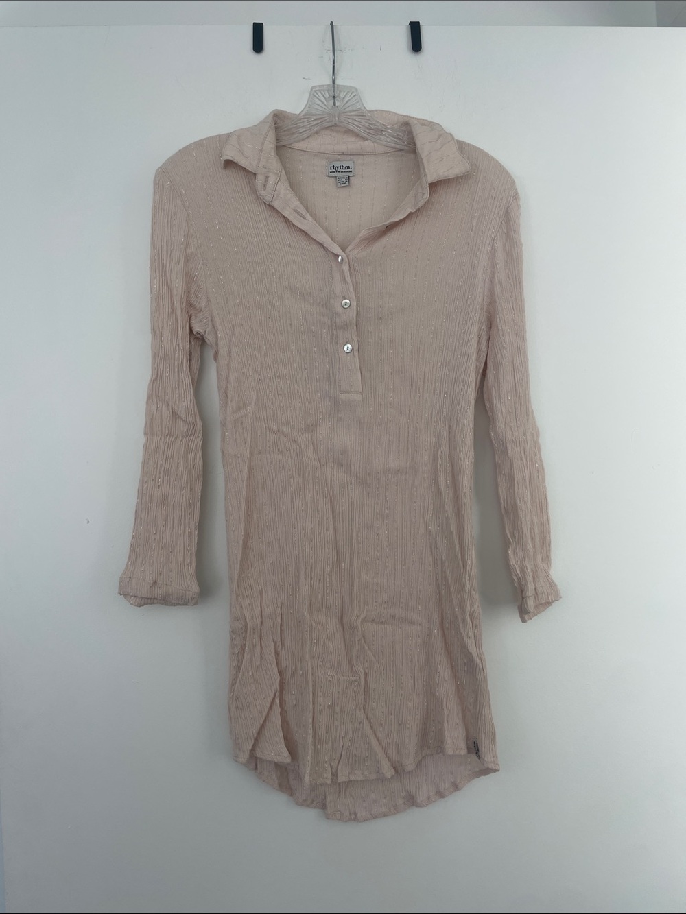 Rhythm Pink Tunic with Silver Lurex Stripes